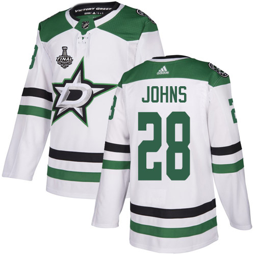 Adidas Men Dallas Stars 28 Stephen Johns White Road Authentic 2020 Stanley Cup Final Stitched NHL Jersey